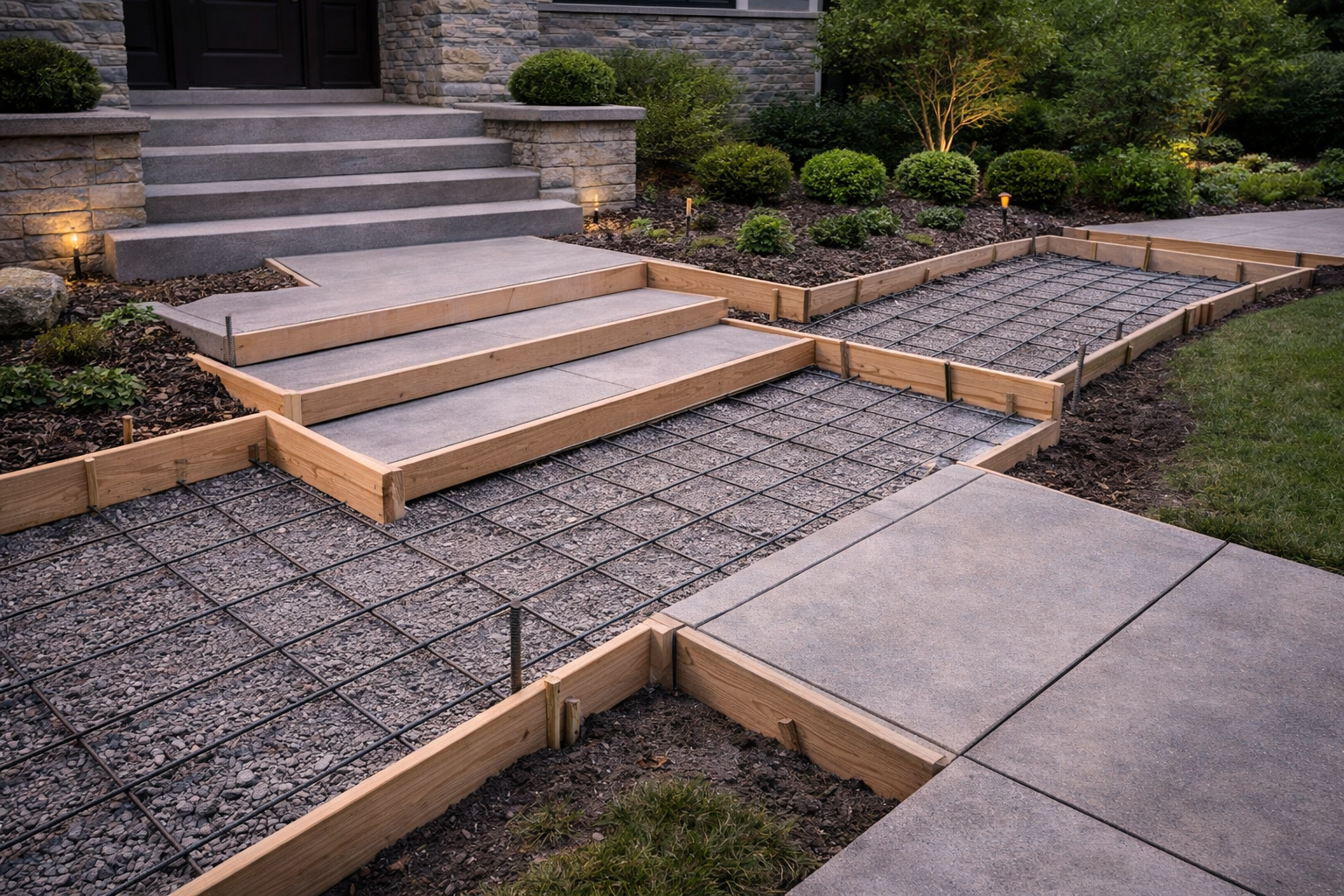Residential concrete patio and outdoor living space